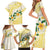 Gold And White Polynesia Plumeria Family Matching Short Sleeve Bodycon Dress and Hawaiian Shirt Curves Tropical Vibes