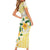 Gold And White Polynesia Plumeria Family Matching Short Sleeve Bodycon Dress and Hawaiian Shirt Curves Tropical Vibes