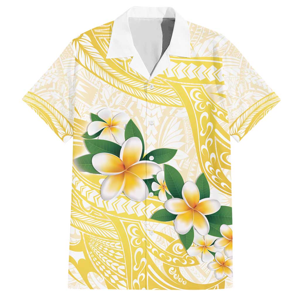 Gold And White Polynesia Plumeria Hawaiian Shirt Curves Tropical Vibes LT14 Gold - Polynesian Pride