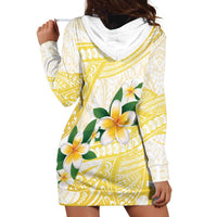 Gold And White Polynesia Plumeria Hoodie Dress Curves Tropical Vibes LT14 - Polynesian Pride