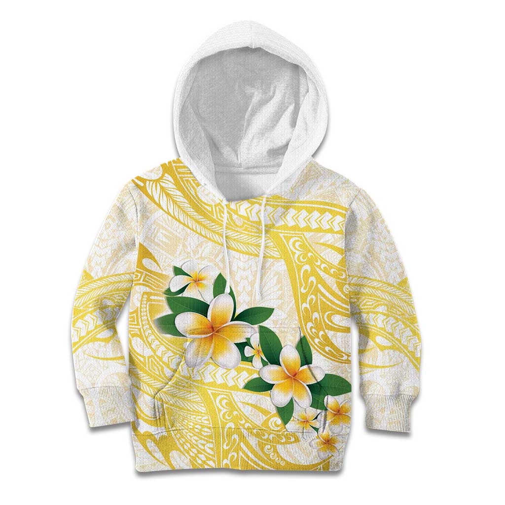 Gold And White Polynesia Plumeria Kid Hoodie Curves Tropical Vibes