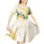 Gold And White Polynesia Plumeria Kid Short Sleeve Dress Curves Tropical Vibes