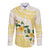 Gold And White Polynesia Plumeria Long Sleeve Button Shirt Curves Tropical Vibes