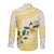 Gold And White Polynesia Plumeria Long Sleeve Button Shirt Curves Tropical Vibes