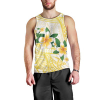 Gold And White Polynesia Plumeria Men Tank Top Curves Tropical Vibes LT14 - Polynesian Pride