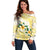 Gold And White Polynesia Plumeria Off Shoulder Sweater Curves Tropical Vibes