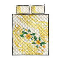 Gold And White Polynesia Plumeria Quilt Bed Set Curves Tropical Vibes LT14 - Polynesian Pride