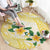 Gold And White Polynesia Plumeria Round Carpet Curves Tropical Vibes