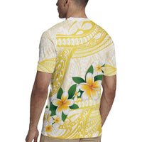 Gold And White Polynesia Plumeria Rugby Jersey Curves Tropical Vibes LT14 - Polynesian Pride