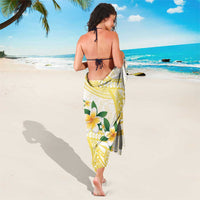 Gold And White Polynesia Plumeria Sarong Curves Tropical Vibes