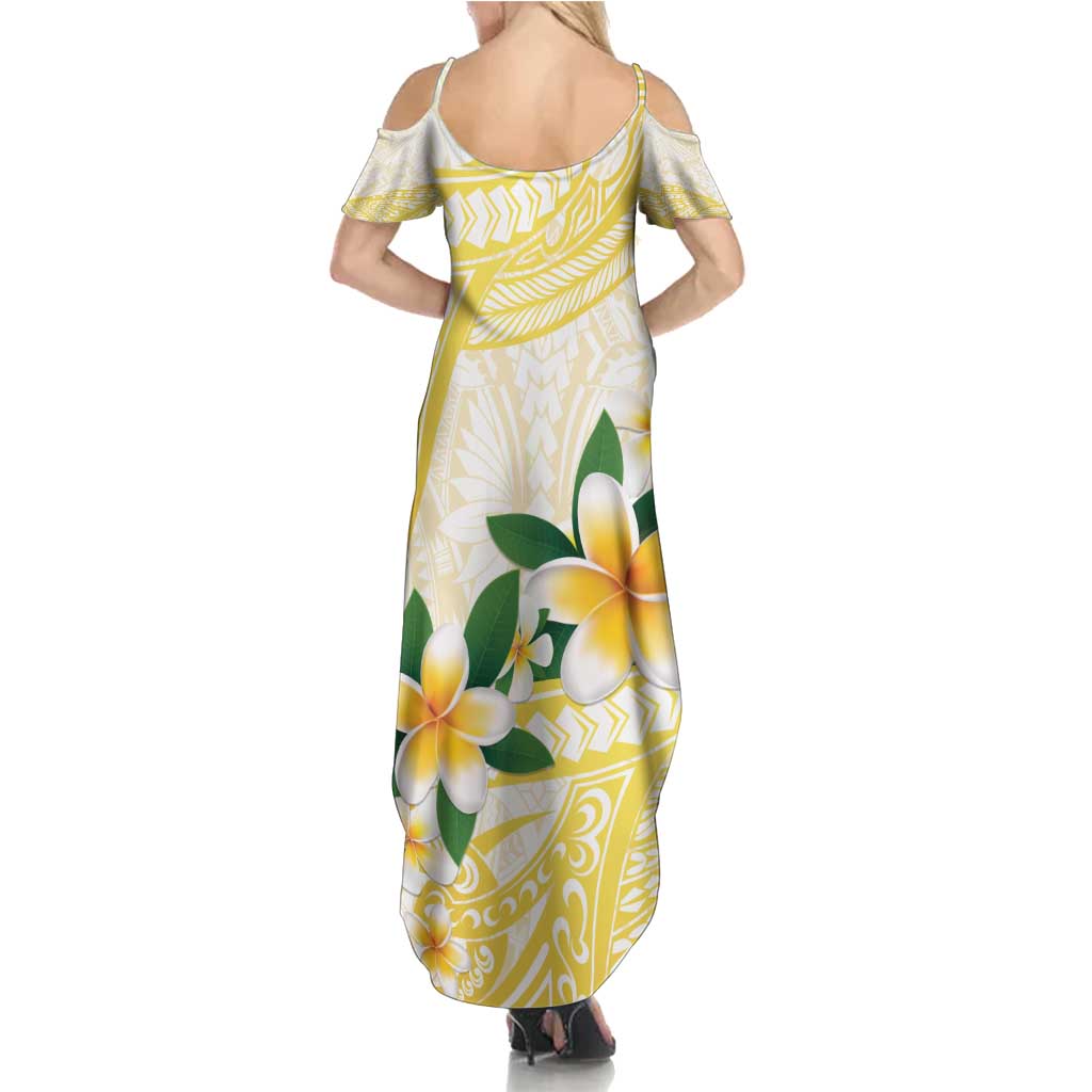 Gold And White Polynesia Plumeria Summer Maxi Dress Curves Tropical Vibes LT14 - Polynesian Pride