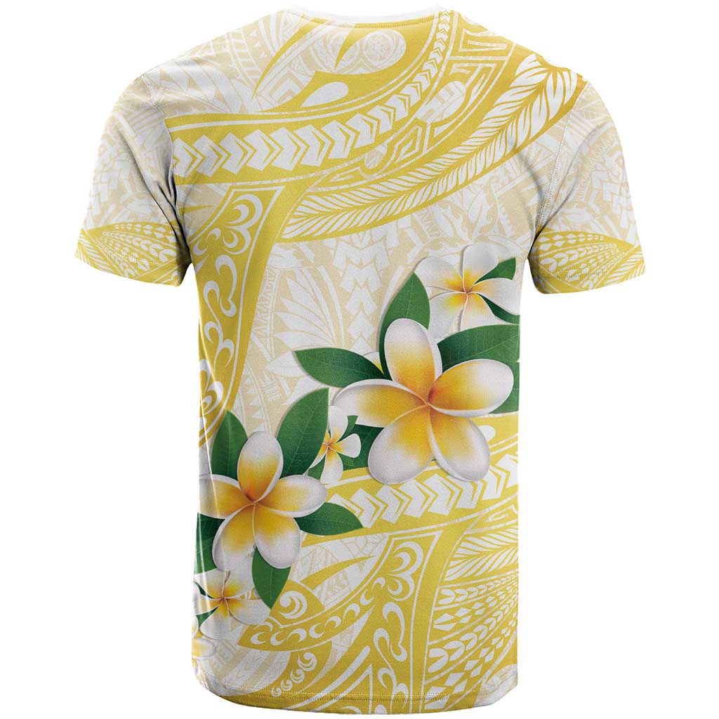 Gold And White Polynesia Plumeria T Shirt Curves Tropical Vibes LT14 - Polynesian Pride