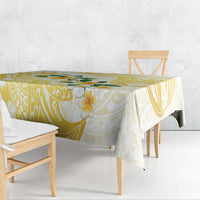 Gold And White Polynesia Plumeria Tablecloth Curves Tropical Vibes LT14 - Polynesian Pride