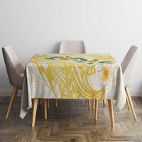 Gold And White Polynesia Plumeria Tablecloth Curves Tropical Vibes LT14 - Polynesian Pride