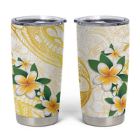 Gold And White Polynesia Plumeria Tumbler Cup Curves Tropical Vibes LT14 Gold - Polynesian Pride