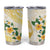 Gold And White Polynesia Plumeria Tumbler Cup Curves Tropical Vibes