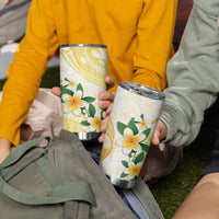 Gold And White Polynesia Plumeria Tumbler Cup Curves Tropical Vibes LT14 - Polynesian Pride