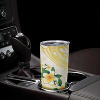 Gold And White Polynesia Plumeria Tumbler Cup Curves Tropical Vibes LT14 - Polynesian Pride