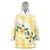 Gold And White Polynesia Plumeria Wearable Blanket Hoodie Curves Tropical Vibes