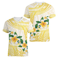 Gold And White Polynesia Plumeria Women V-Neck T-Shirt Curves Tropical Vibes LT14 - Polynesian Pride