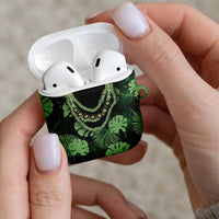 Green Hawaii Kukui Nut Lei AirPods Case Hawaiian Pattern Monstera Tropical Vibes - Polynesian Pride