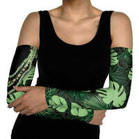 Green Hawaii Kukui Nut Lei Arm Sleeves Hawaiian Pattern Monstera Tropical Vibes LT14 - Polynesian Pride
