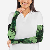 Green Hawaii Kukui Nut Lei Arm Sleeves Hawaiian Pattern Monstera Tropical Vibes LT14 - Polynesian Pride