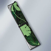 Green Hawaii Kukui Nut Lei Auto Sun Shade Hawaiian Pattern Monstera Tropical Vibes - Polynesian Pride