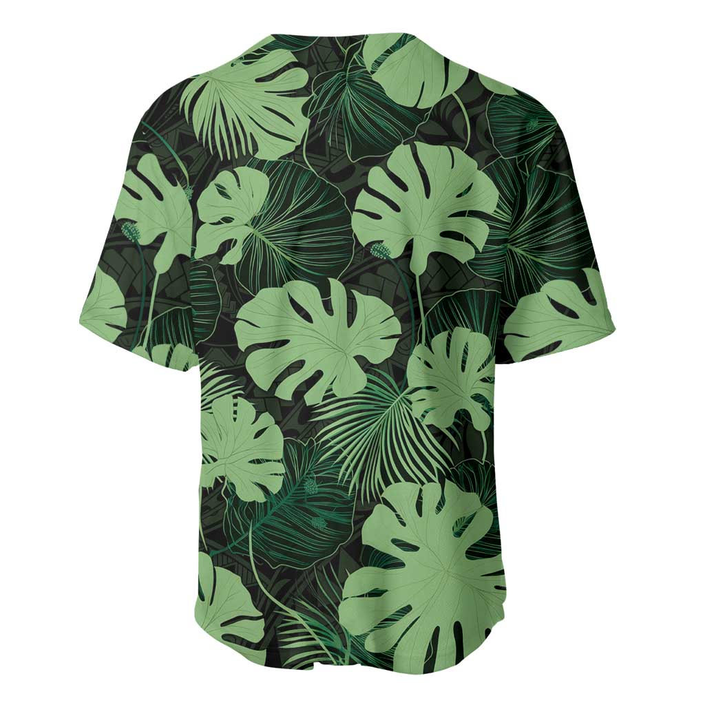 Green Hawaii Kukui Nut Lei Baseball Jersey Hawaiian Pattern Monstera Tropical Vibes LT14 - Polynesian Pride
