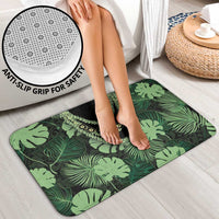 Green Hawaii Kukui Nut Lei Bathroom Set Hawaiian Pattern Monstera Tropical Vibes - Polynesian Pride