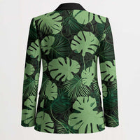 Green Hawaii Kukui Nut Lei Blazer Hawaiian Pattern Monstera Tropical Vibes - Polynesian Pride