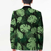 Green Hawaii Kukui Nut Lei Blazer Hawaiian Pattern Monstera Tropical Vibes - Polynesian Pride