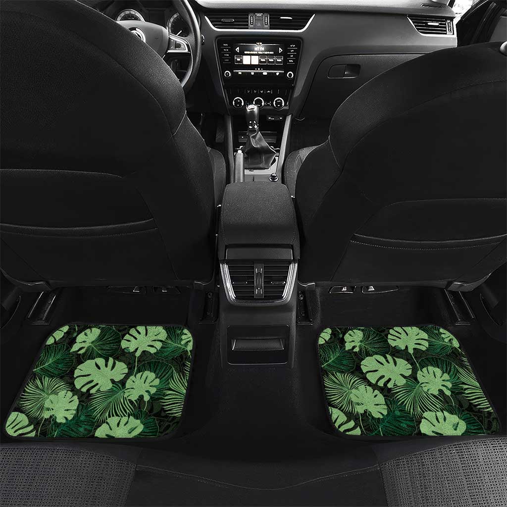 Green Hawaii Kukui Nut Lei Car Mats Hawaiian Pattern Monstera Tropical Vibes - Polynesian Pride