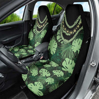 Green Hawaii Kukui Nut Lei Car Seat Cover Hawaiian Pattern Monstera Tropical Vibes - Polynesian Pride