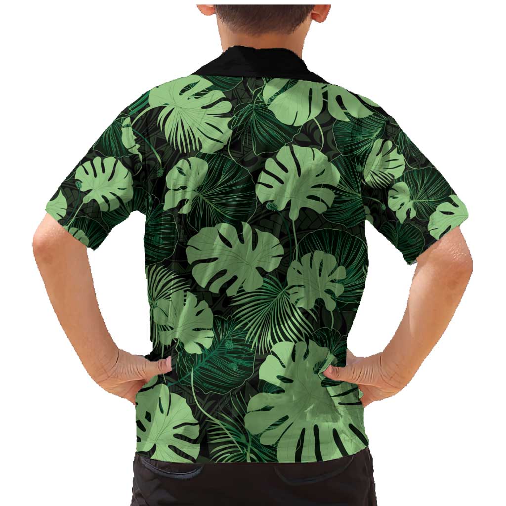 Green Hawaii Kukui Nut Lei Family Matching Mermaid Dress and Hawaiian Shirt Hawaiian Pattern Monstera Tropical Vibes - Polynesian Pride