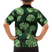 Green Hawaii Kukui Nut Lei Family Matching Off The Shoulder Long Sleeve Dress and Hawaiian Shirt Hawaiian Pattern Monstera Tropical Vibes - Polynesian Pride