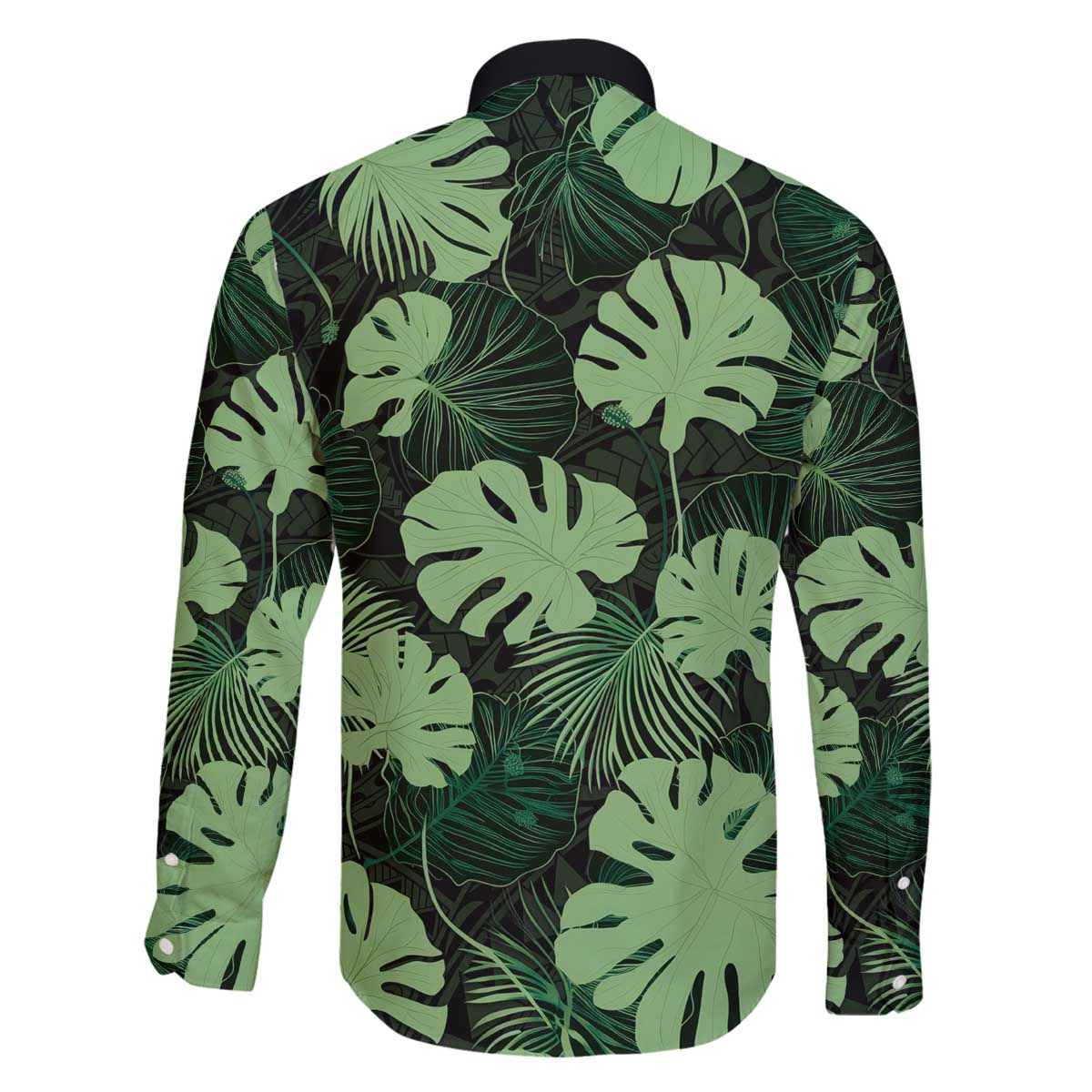 Green Hawaii Kukui Nut Lei Family Matching Off The Shoulder Long Sleeve Dress and Hawaiian Shirt Hawaiian Pattern Monstera Tropical Vibes - Polynesian Pride