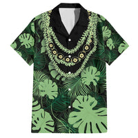 Green Hawaii Kukui Nut Lei Family Matching Summer Maxi Dress and Hawaiian Shirt Hawaiian Pattern Monstera Tropical Vibes - Polynesian Pride
