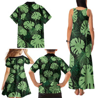 Green Hawaii Kukui Nut Lei Family Matching Tank Maxi Dress and Hawaiian Shirt Hawaiian Pattern Monstera Tropical Vibes - Polynesian Pride