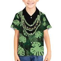 Green Hawaii Kukui Nut Lei Hawaiian Shirt Hawaiian Pattern Monstera Tropical Vibes - Polynesian Pride