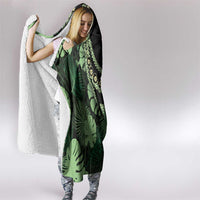 Green Hawaii Kukui Nut Lei Hooded Blanket Hawaiian Pattern Monstera Tropical Vibes LT14 - Polynesian Pride