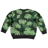 Green Hawaii Kukui Nut Lei Kid Ugly Christmas Sweater Hawaiian Pattern Monstera Tropical Vibes LT14 - Polynesian Pride