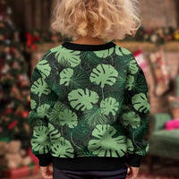 Green Hawaii Kukui Nut Lei Kid Ugly Christmas Sweater Hawaiian Pattern Monstera Tropical Vibes LT14 - Polynesian Pride