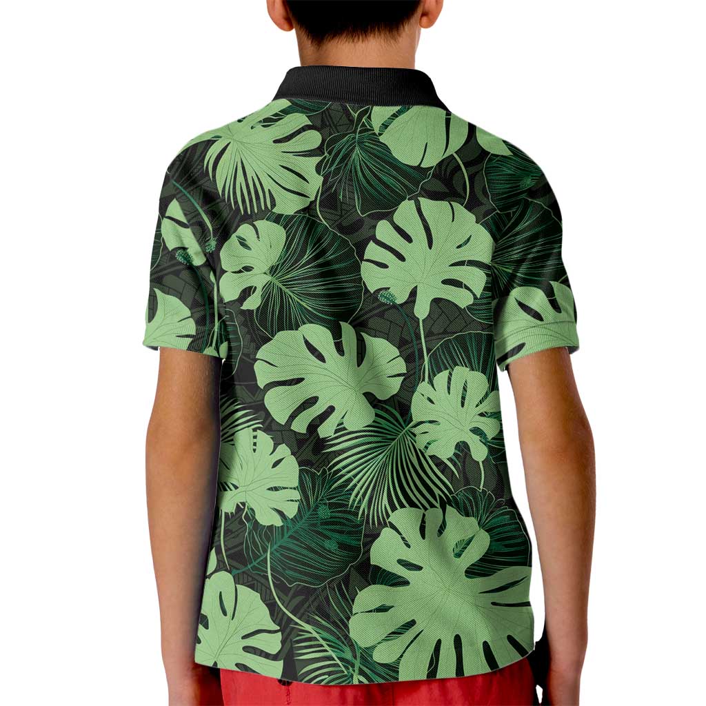 Green Hawaii Kukui Nut Lei Kid Polo Shirt Hawaiian Pattern Monstera Tropical Vibes LT14 - Polynesian Pride