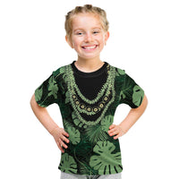 Green Hawaii Kukui Nut Lei Kid T Shirt Hawaiian Pattern Monstera Tropical Vibes LT14 Green - Polynesian Pride