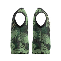 Green Hawaii Kukui Nut Lei Christmas Knitted V-Neck Vest Hawaiian Pattern Monstera Tropical Vibes LT14 - Polynesian Pride