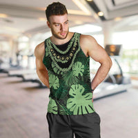 Green Hawaii Kukui Nut Lei Men Tank Top Hawaiian Pattern Monstera Tropical Vibes LT14 Green - Polynesian Pride