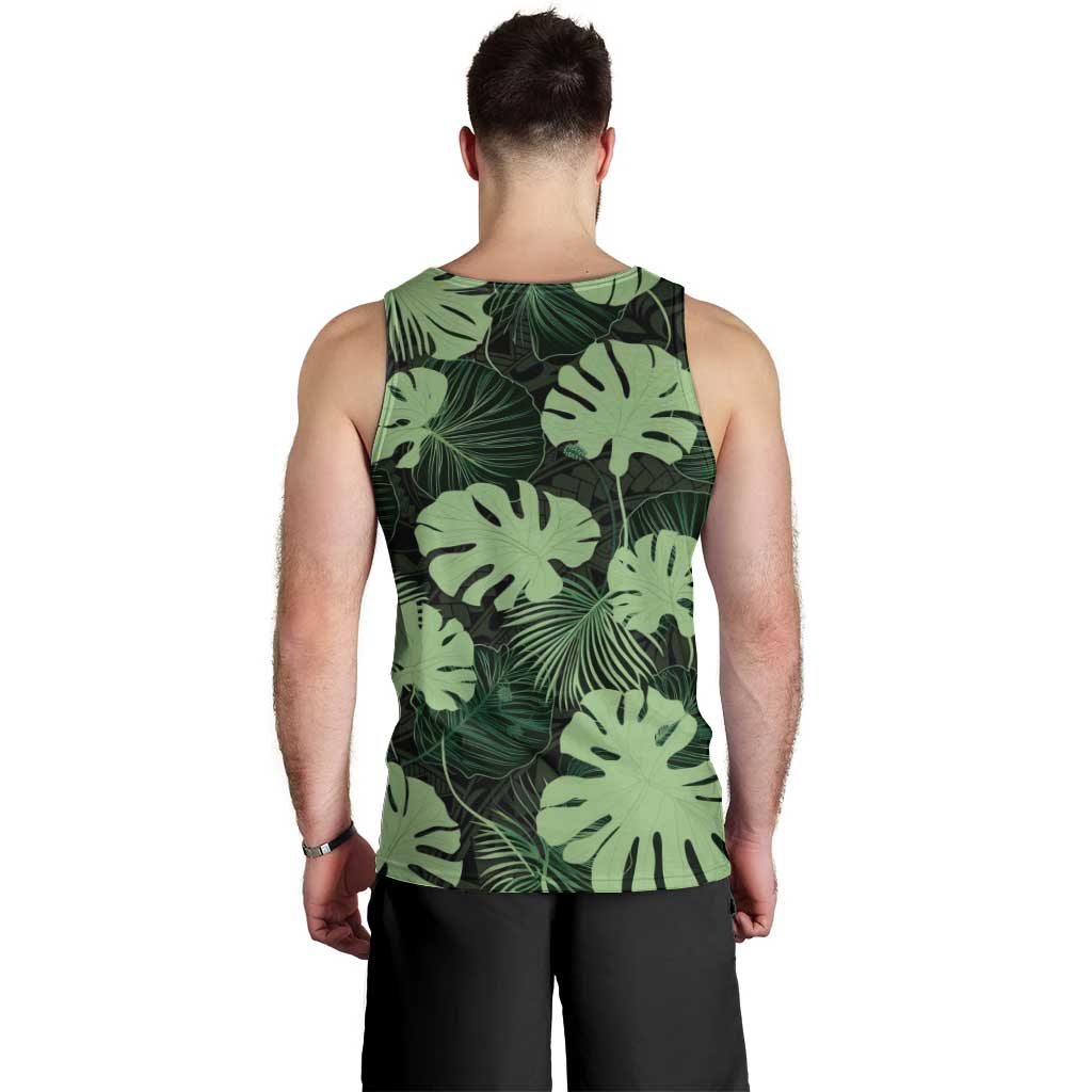 Green Hawaii Kukui Nut Lei Men Tank Top Hawaiian Pattern Monstera Tropical Vibes LT14 - Polynesian Pride