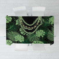 Green Hawaii Kukui Nut Lei Tablecloth Hawaiian Pattern Monstera Tropical Vibes - Polynesian Pride