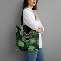 Green Hawaii Kukui Nut Lei Tote Bag Hawaiian Pattern Monstera Tropical Vibes - Polynesian Pride